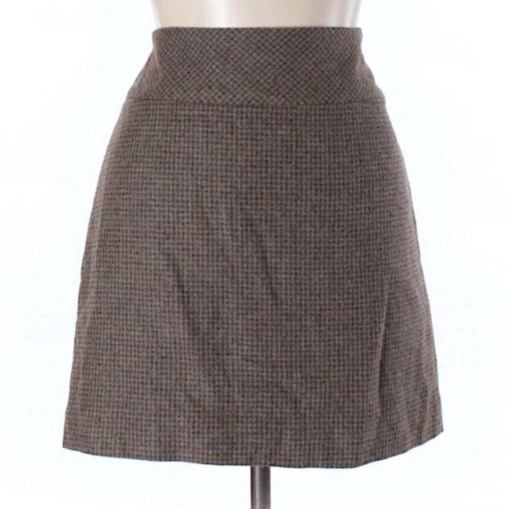The Limited Brown Tweed Plaid Wool Mini Skirt D12